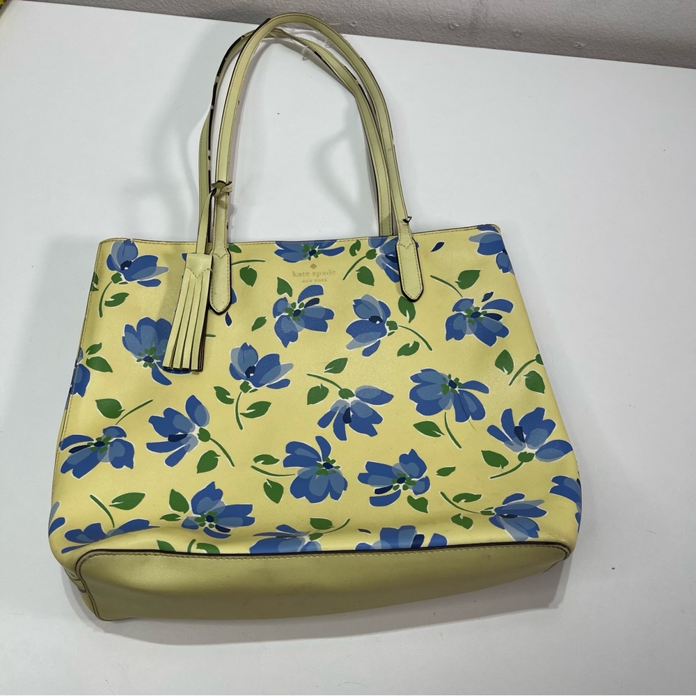 Kate Spade Jana Tea Garden Tote Bag Floral Top Zip Tassel Shoulder Bag